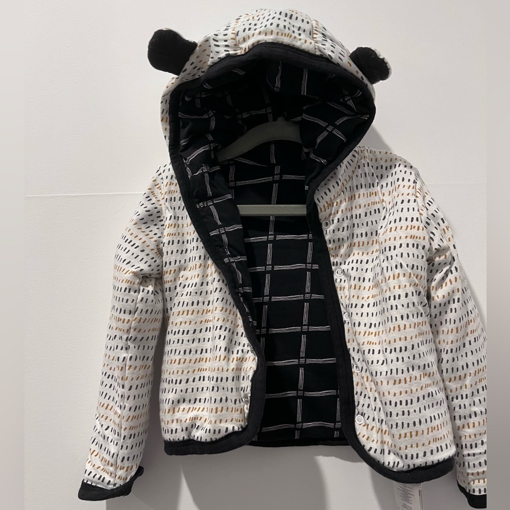 Honest Baby Clothing Coat. White & Black. Size 18 months.